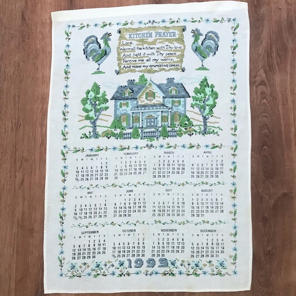 Vintage tea towel calendar 1999 prayer